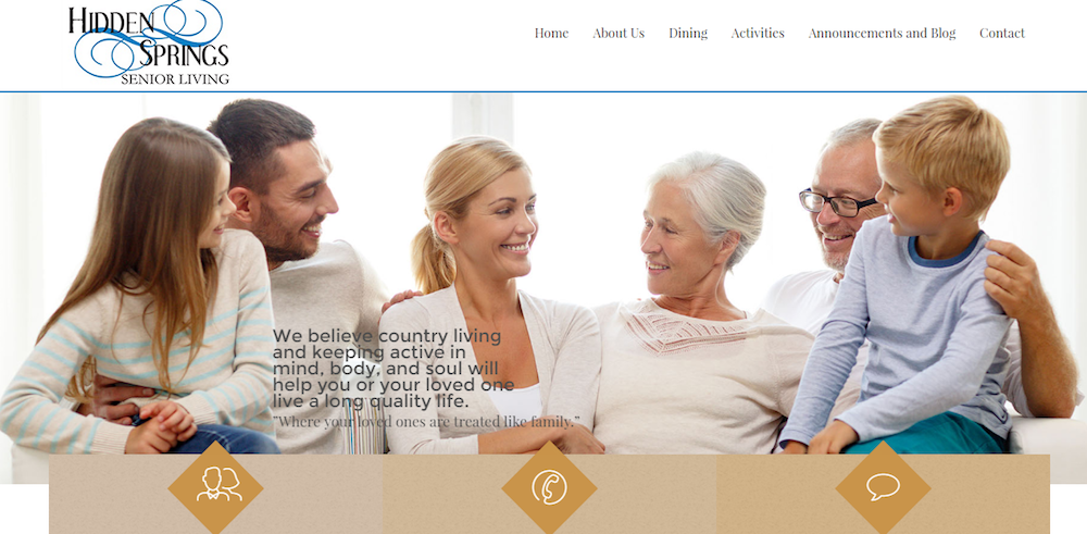 hidden springs senior living website design limeton va