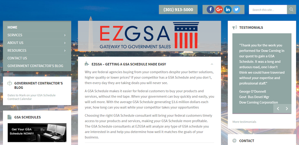 Web Design for Government Contractors EZGSA Government Contractor Website re-theme along with integration of mobile compatibility