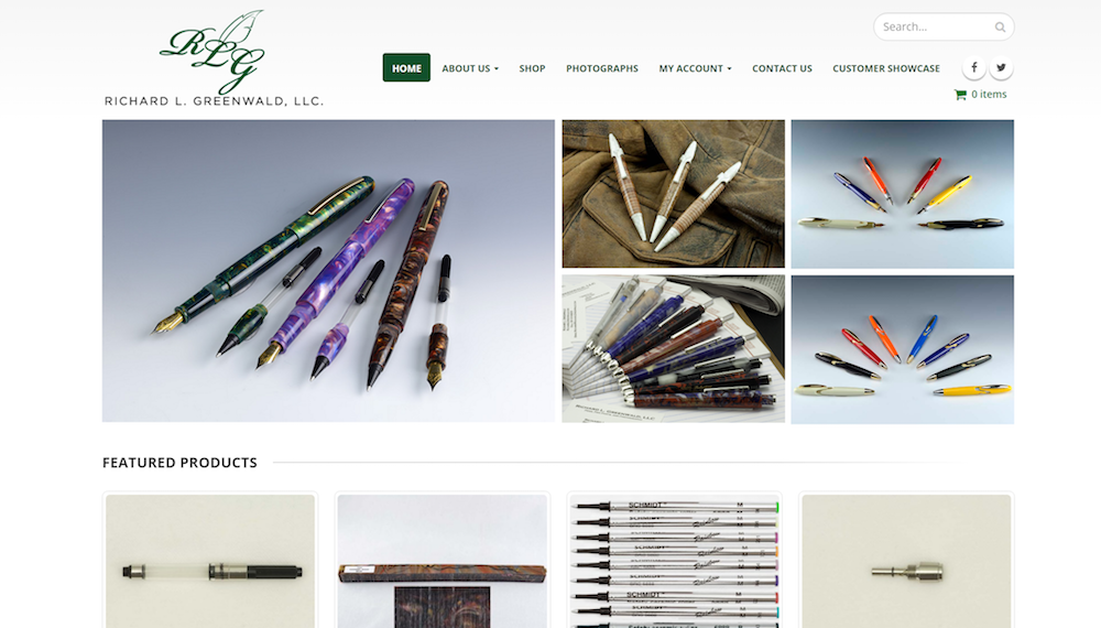 Richard L. Greenwald custom pen-making website redesign